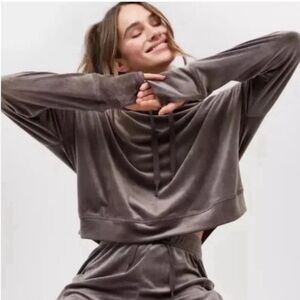 OFFLINE by Aerie Cozy Gray Velour Hoodie